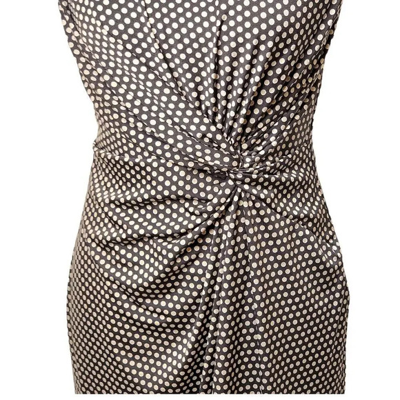 Evan Picone Black Label Women's Polka Dot Twist Bodycon Midi Dress Size 6 Black - Picture 4 of 13